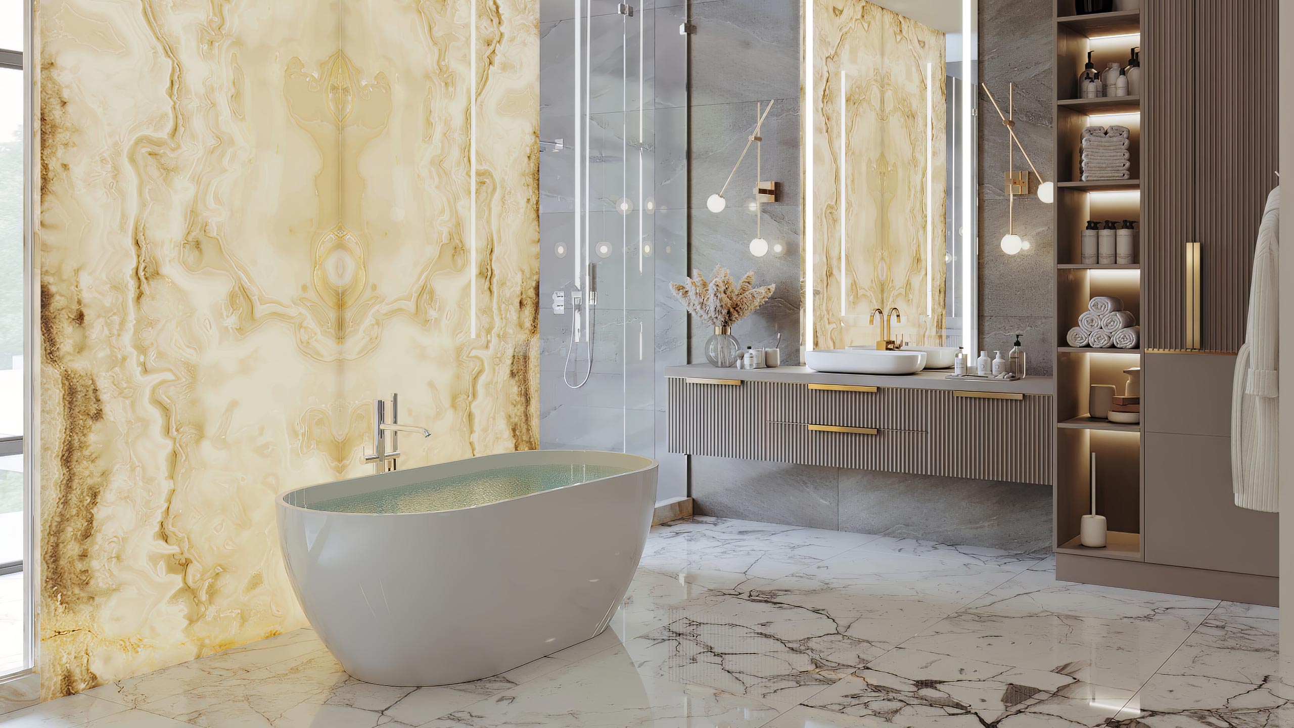 architectural visualization and 3d rendering for a modern master bathroom design