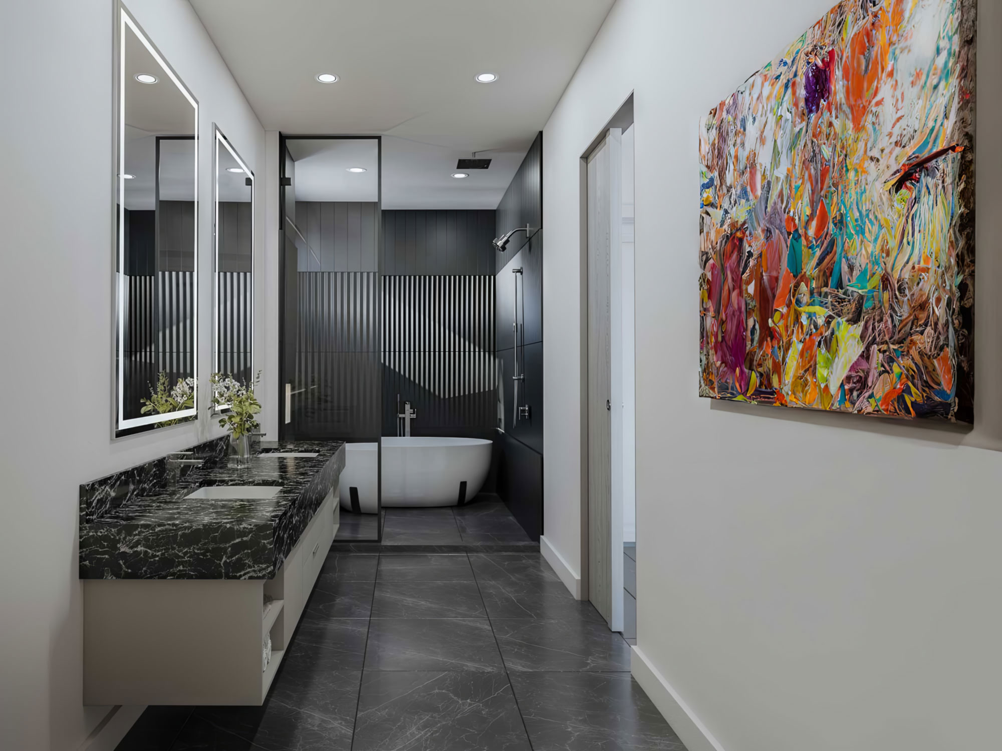 modern master bathroom design and 3d rendering