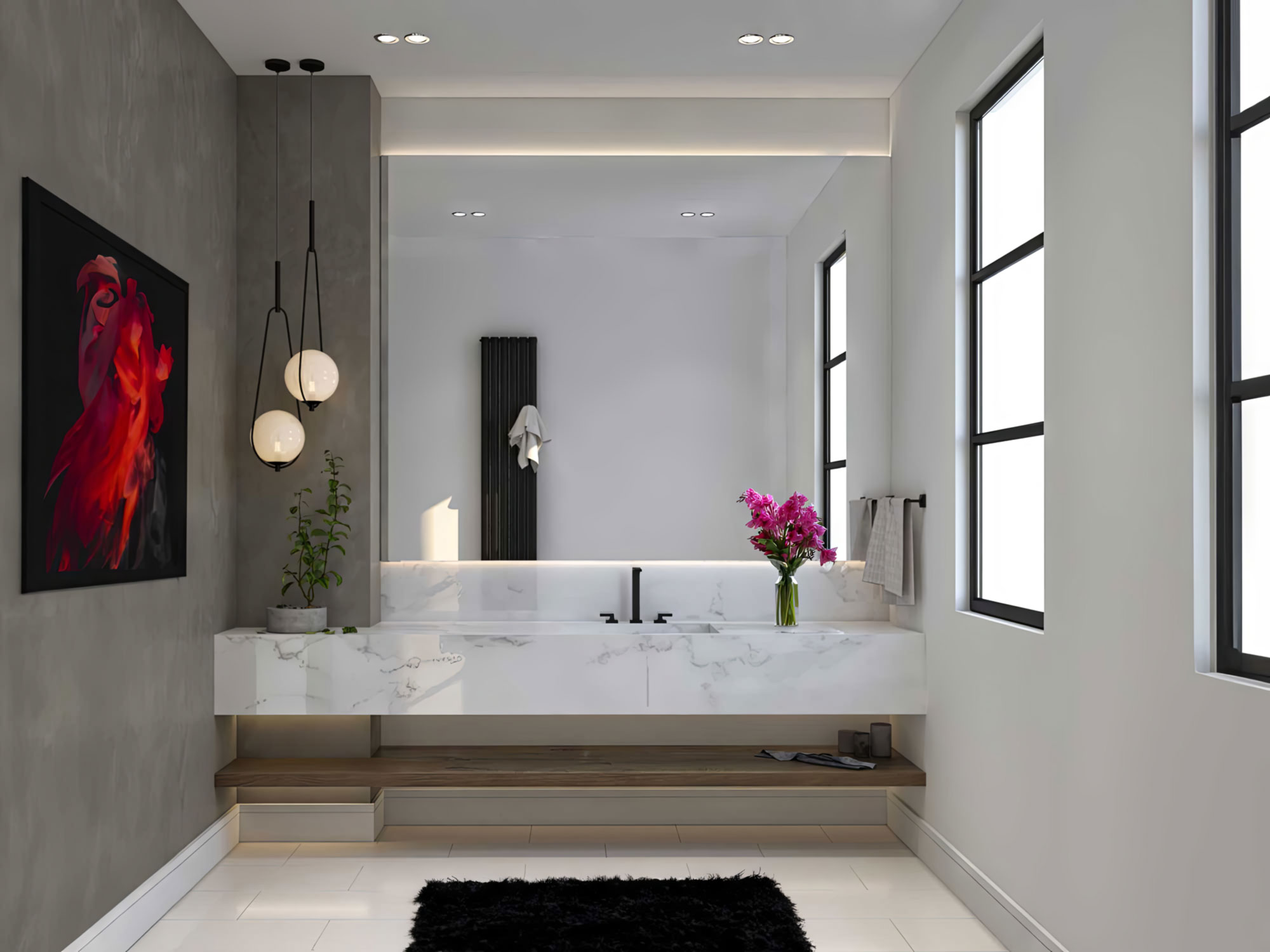 modern master bathroom design and 3d rendering