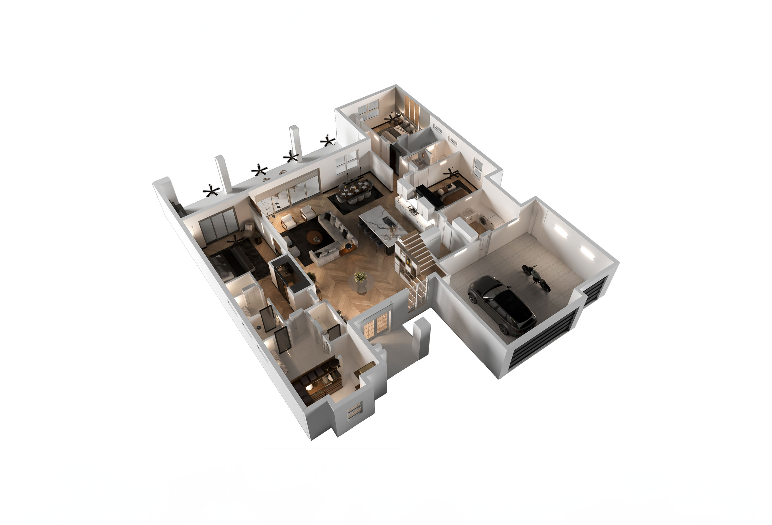 modern house 3d floor plan rendering by 3dhm