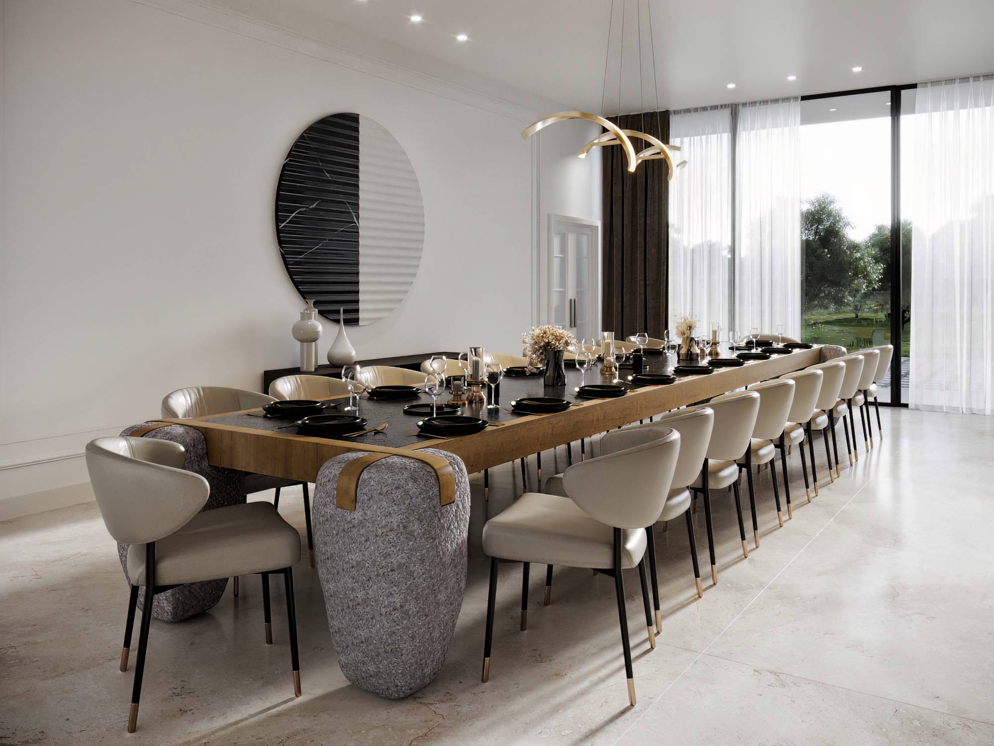 large dining table & interior design