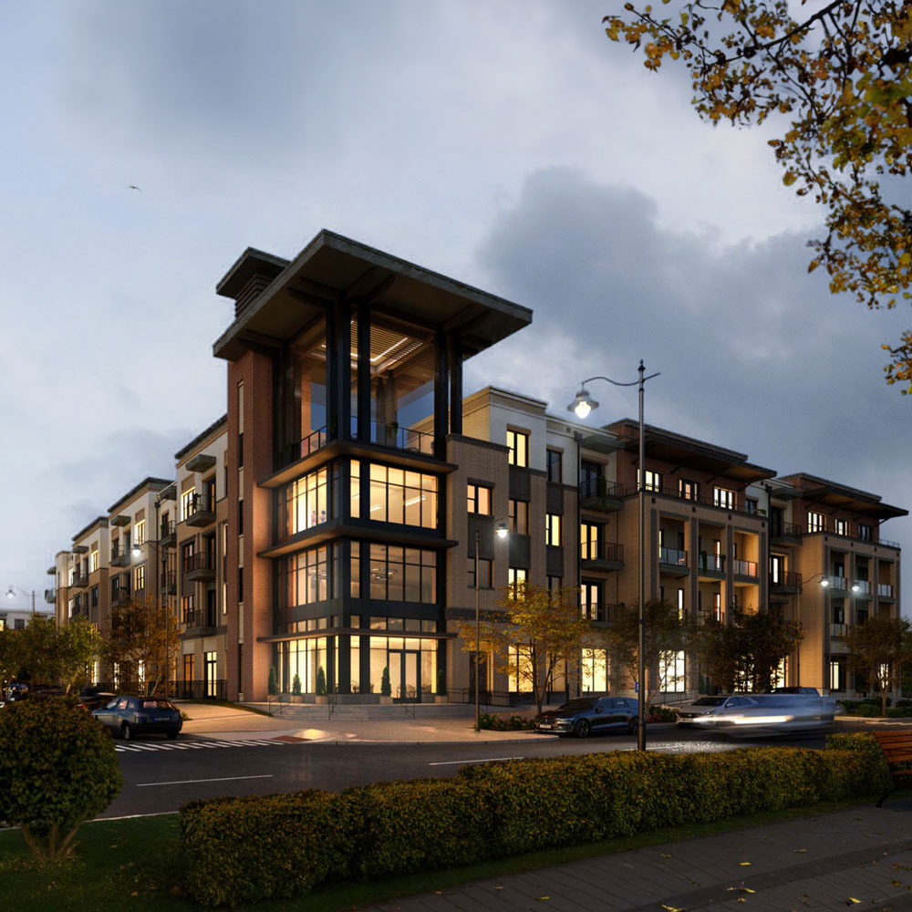 night view rendering of a multi-family in dallas texas