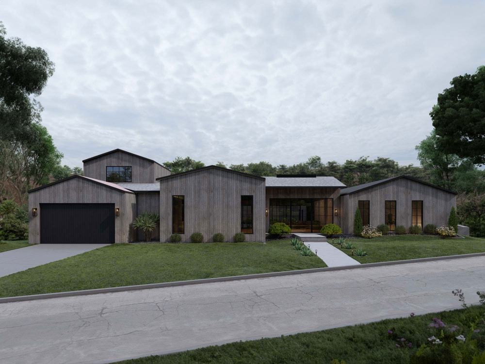 modern 3d rendering of home renovation in la